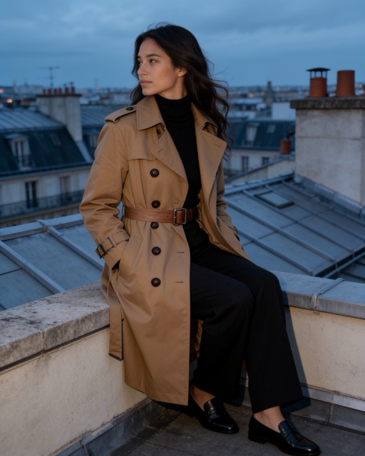 AI-generated campaign image 04: Camila Reyes, seated on a parapet, looking out